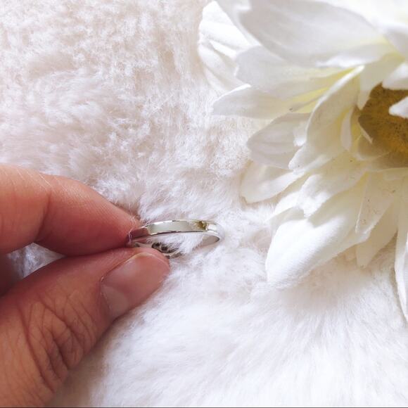 Sterling Silver Pink Floral Pinky Ring - Picture 2 of 11